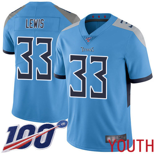 Tennessee Titans Limited Light Blue Youth Dion Lewis Alternate Jersey NFL Football #33 100th Season Vapor Untouchable->nfl t-shirts->Sports Accessory